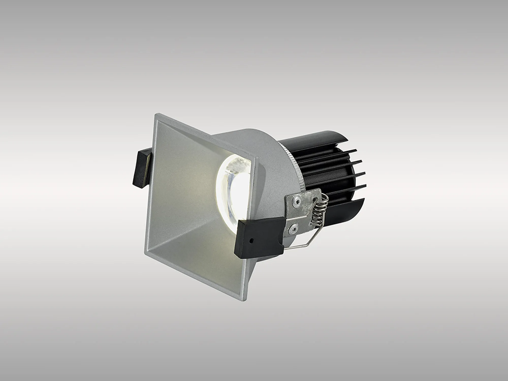 Biox 9 Tridonic Powered 9W 4000K 890lm 24° CRI>90 LED Engine Silver Square Fixed Recessed Spotlight, IP20